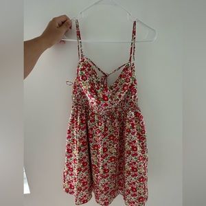 new for love and lemons mini dress with red and pink flowers